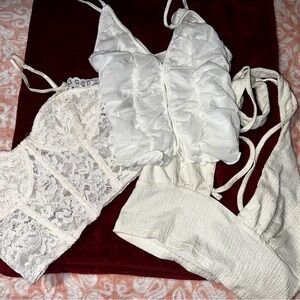 Bundle: 3 White Crop Tops (Zara & Urban Outfitters)